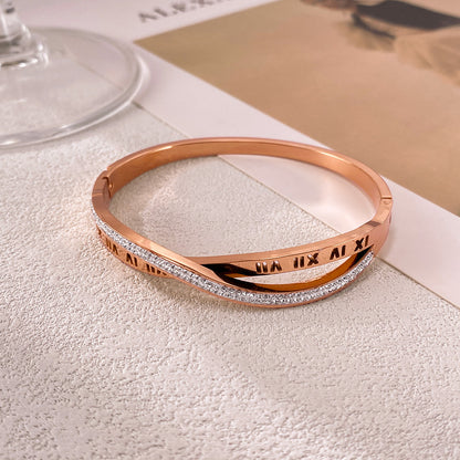 Titanium Steel Roman Numerals with Zircon | Stackable Women's Jewelry