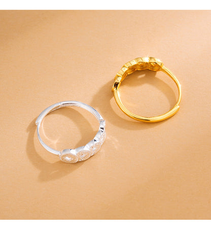 S925 Sterling Silver Ring Money Comes in Abundance Copper Coin Ring New Chinese Style National Trend Crushed Ice Five Emperor Coins Fashion CNC Ring