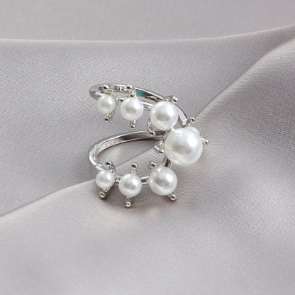 French Style Adjustable Pearl Joint Ring - Dainty Minimalist Openable Ring for Women | Luxury Gold Pearl Jewelry