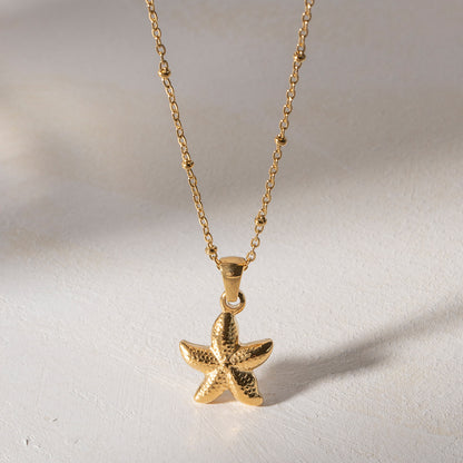 Starfish Necklace - Beachy Sea Life Pendant Jewelry in Stainless Steel