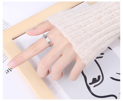 S925 Sterling Silver Ring Lucky Fashion Ins Trend Simple Adjustable Ring