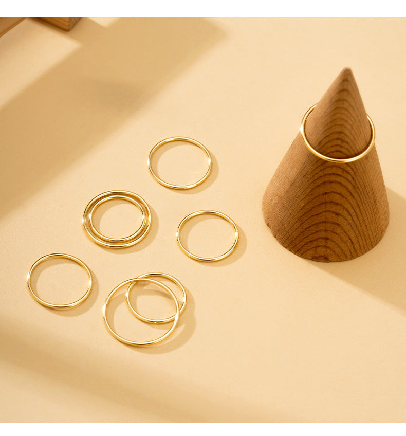 Fashion S925 Sterling Plain Band Silver Ring Smooth Line Simple Thin Ring for Women Index Finger Ring Tail Ring Silver Jewelry