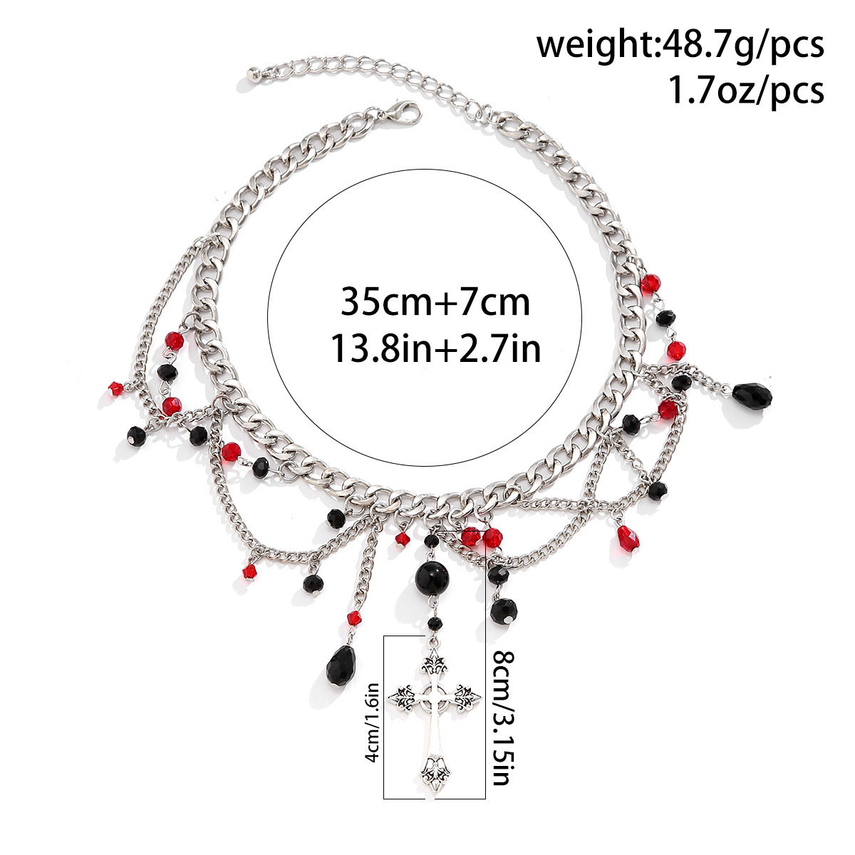 Hip-Hop Cross Pendant Sweater Chain Necklace Gothic Style Clavicle Chain