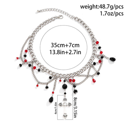 Hip-Hop Cross Pendant Sweater Chain Necklace Gothic Style Clavicle Chain