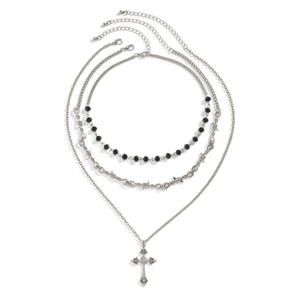 Hip-Hop Cross Pendant Sweater Chain Necklace Gothic Style Clavicle Chain
