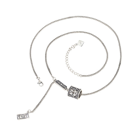 S925 Sterling Silver Necklace Vintage Gold Ethnic Style Tassel Pendant