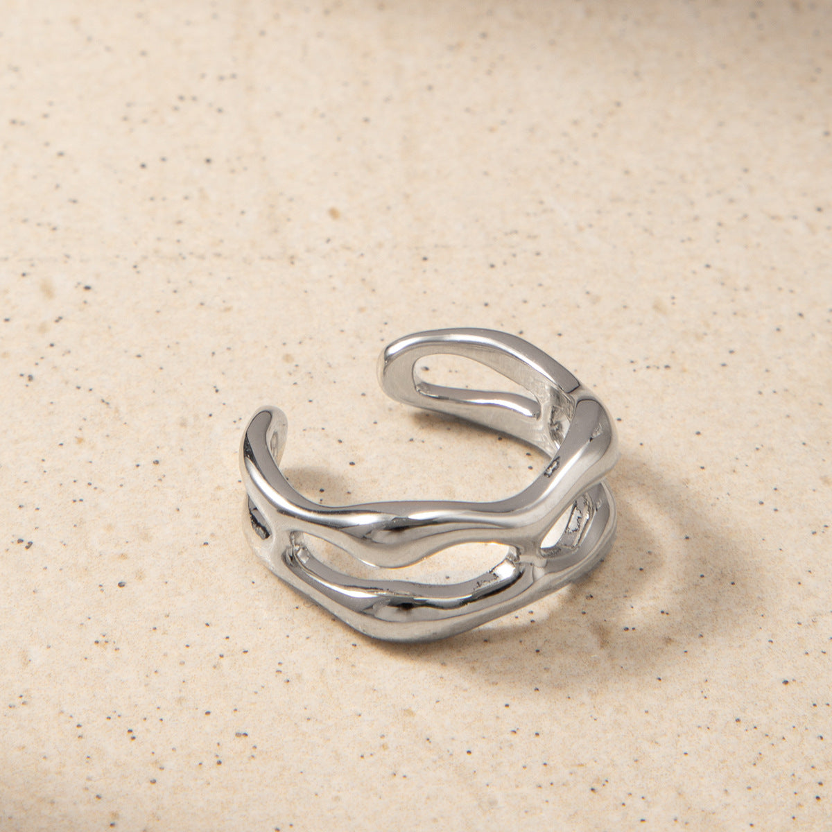 18K Gold Plated Minimalist Geometric Ring - Adjustable Open Stackable Finger Ring for Women | Y2K Dainty Jewelry