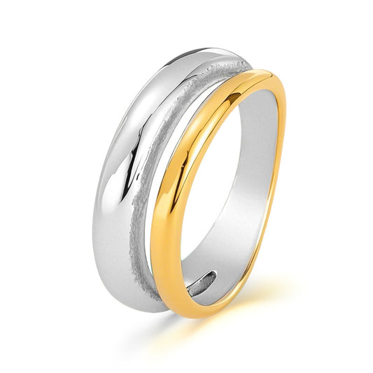 French Style Two-Tone Titanium Steel Ring - Minimalist Unisex Jewelry | Trendy Stackable Band