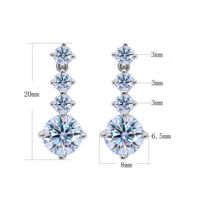 S925 Sterling Silver Earrings Pulsatile Heart Round Moissanite