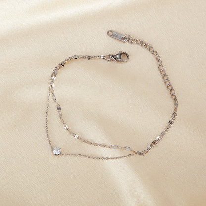 Zircon Titanium Steel Bracelet for Girls - Minimalist Dainty Hand Chain, Trendy Ins Fashion Jewelry