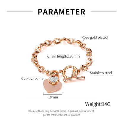 Minimalist Heart Bracelet for Women - Titanium Steel European Jewelry | Elegant Everyday Chain