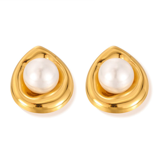 Minimalist Luxury Titanium Steel Studs with Pearl Dainty Boho Chic Jewelry