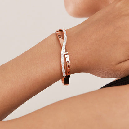 Titanium Steel Roman Numerals with Zircon | Stackable Women's Jewelry