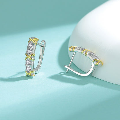 Fashion S925 Sterling Silver Ear Cuffs Moissanite New Hoop Versatile Earrings