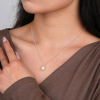 S925 Sterling Silver INS Shell Pearl Necklace Clavicle Chain Irregular Sweater Chain