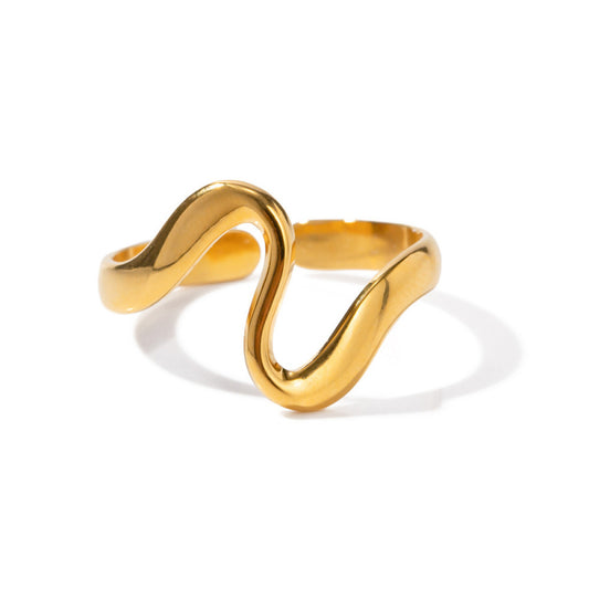 Minimalist Serpent Ring - Adjustable Titanium Steel Coil Band, Unique Geometric Shape