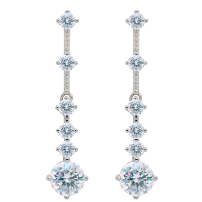 Moissanite Earrings Elegant Heavy Craft Long Tassel S925 Sterling Silver Drop Earrings