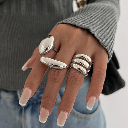 Polished Irregular Geometric Joint Rings Hip-Hop Style Women's Fashion Ring Set