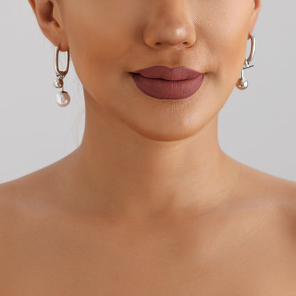 U-Shaped Pearl Earrings - Hollow Geometric Drop Ear Climbers | Minimalist Shell Jewelry
