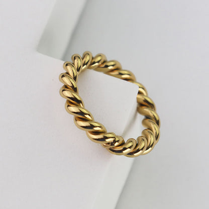18K Gold Plated Twisted Ring Titanium Steel Adjustable Knuckle Ring