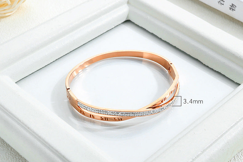 Titanium Steel Roman Numerals with Zircon | Stackable Women's Jewelry