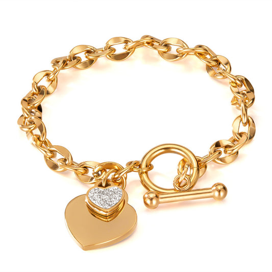Minimalist Heart Bracelet for Women - Titanium Steel European Jewelry | Elegant Everyday Chain