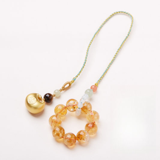 Splendid Future Multi-purpose Chinese 'Fortune Lock' Golden Aze Crystal Bag Charm