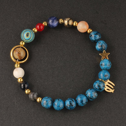 Planet 12 Constellation Logo Natural Stone Bracelet Unisex