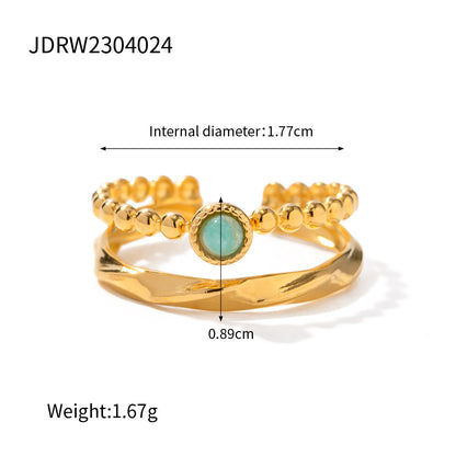 French Vintage Royal Ring - Genuine Natural Stone, Baroque Style Titanium Jewelry, Luxe Women's Statement Ring
