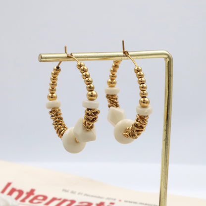 Titanium Steel Beaded Handmade Boho Dangle Earrings