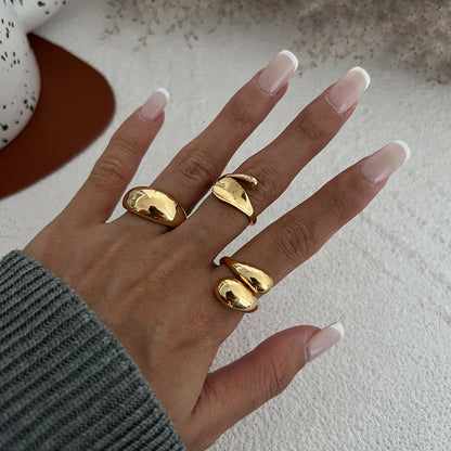 Polished Irregular Geometric Joint Rings Hip-Hop Style Women's Fashion Ring Set