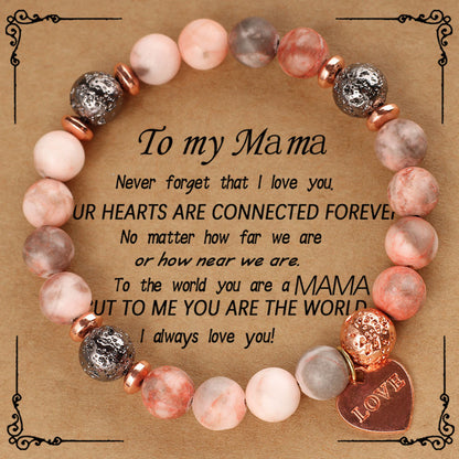 Natural Stone Bracelet Pink Zebra Flame Stone Love Pendant Mother's Day Gift Bracelet Unisex Exclusive