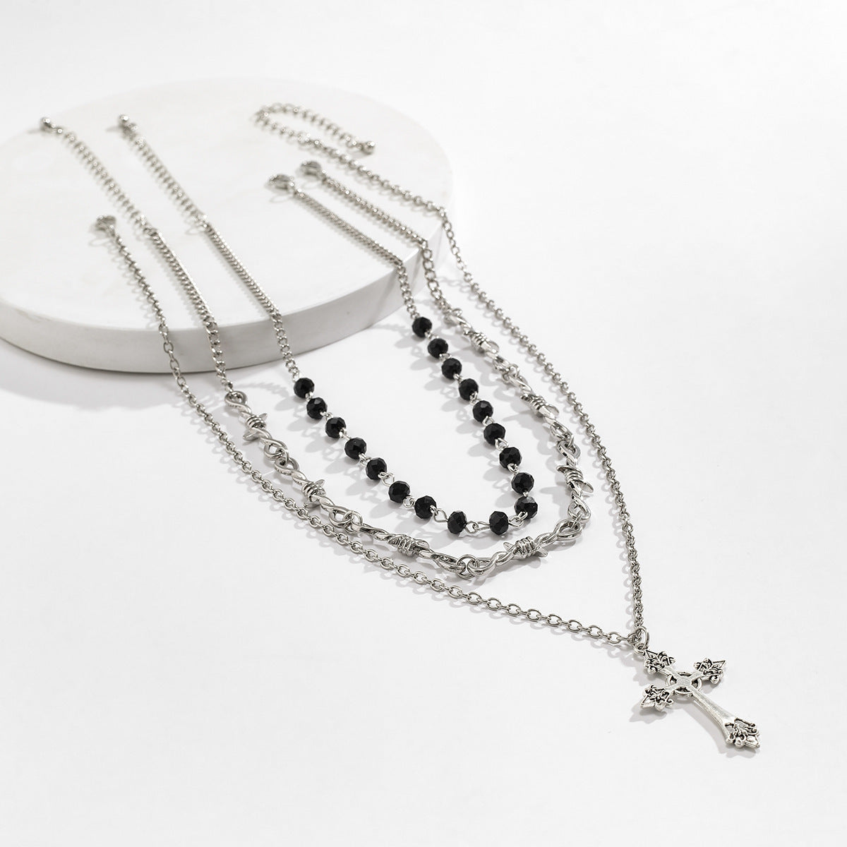 Hip-Hop Cross Pendant Sweater Chain Necklace Gothic Style Clavicle Chain