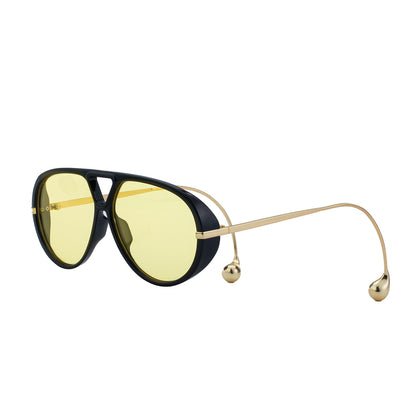2025 New Sunglasses for Women Double Bridge Personality Frog Glasses, Sun Protection Aviator Sunglasses