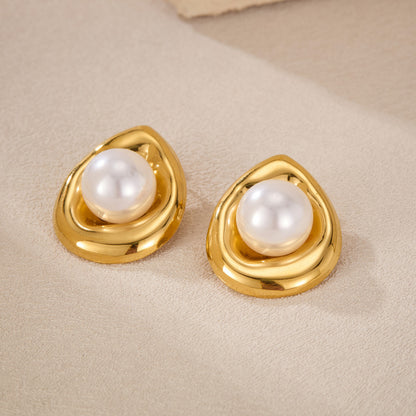 Minimalist Luxury Titanium Steel Studs with Pearl Dainty Boho Chic Jewelry
