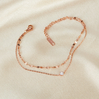 Zircon Titanium Steel Bracelet for Girls - Minimalist Dainty Hand Chain, Trendy Ins Fashion Jewelry