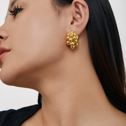 18K Gold Plated Ball Drop Earrings - Y2K Chunky Hoop Earrings for Women | Luxury Minimalist Ear Jewelry