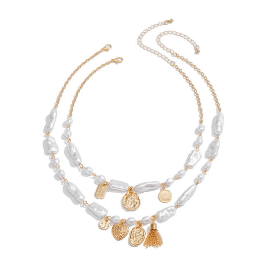 French-Inspired Pearl Beaded Necklace Dainty Layering Chain Y2K Jewelry for Women