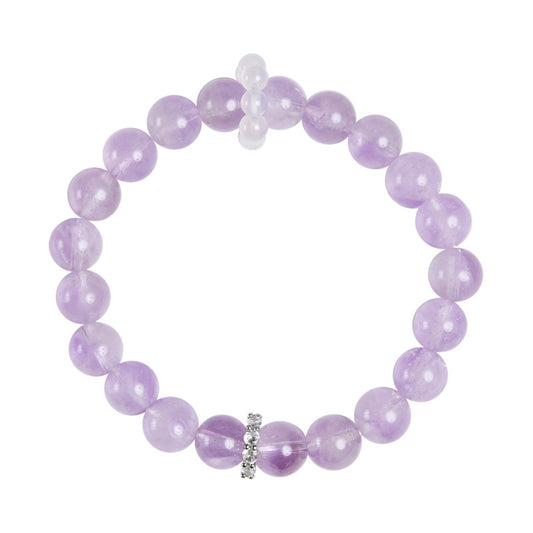 Amethyst & White Chalcedony Sterling Silver Bracelet for Women | 925 Silver Dainty Jewelry | Unique Minimalist Gift for Valentine's Day