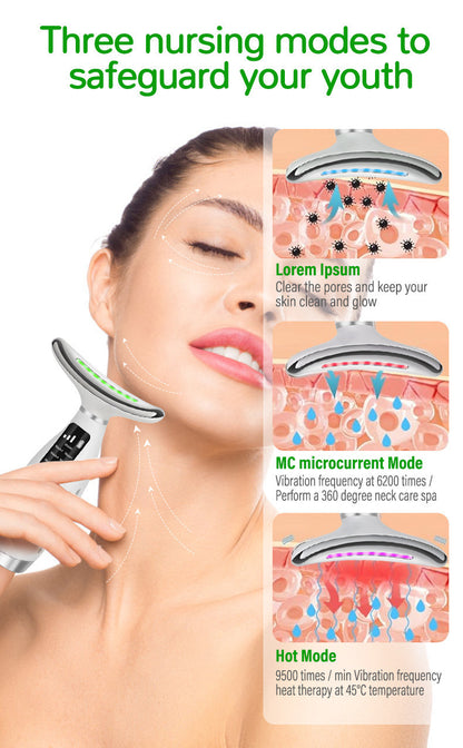 Neck Beauty Device 7 Colors Light Beauty Device Lifting Firming Face Neck Multi-Functional Massager Reducing Neck Wrinkles