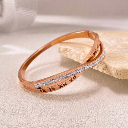 Titanium Steel Roman Numerals with Zircon | Stackable Women's Jewelry