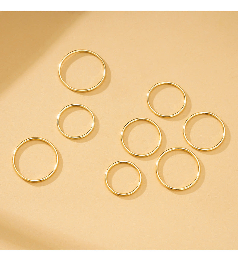 Fashion S925 Sterling Plain Band Silver Ring Smooth Line Simple Thin Ring for Women Index Finger Ring Tail Ring Silver Jewelry