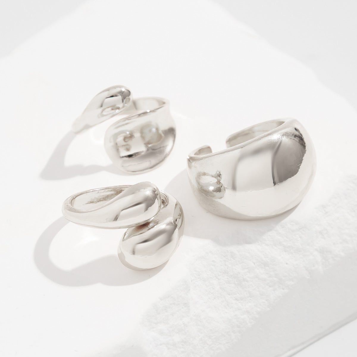 Polished Irregular Geometric Joint Rings Hip-Hop Style Women's Fashion Ring Set