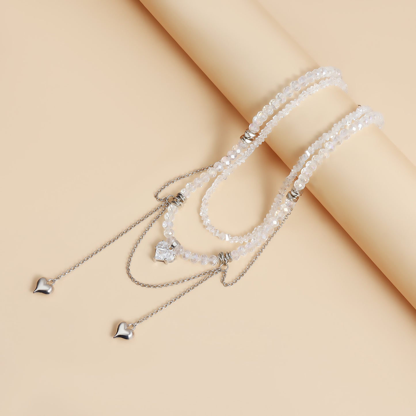 Double Chain Love Pendant Necklace - Cubic Zirconia Fringe Collarbone Choker | Ins Luxe Crystal Jewelry for Women