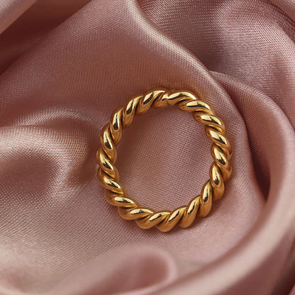 18K Gold Plated Twisted Ring Titanium Steel Adjustable Knuckle Ring