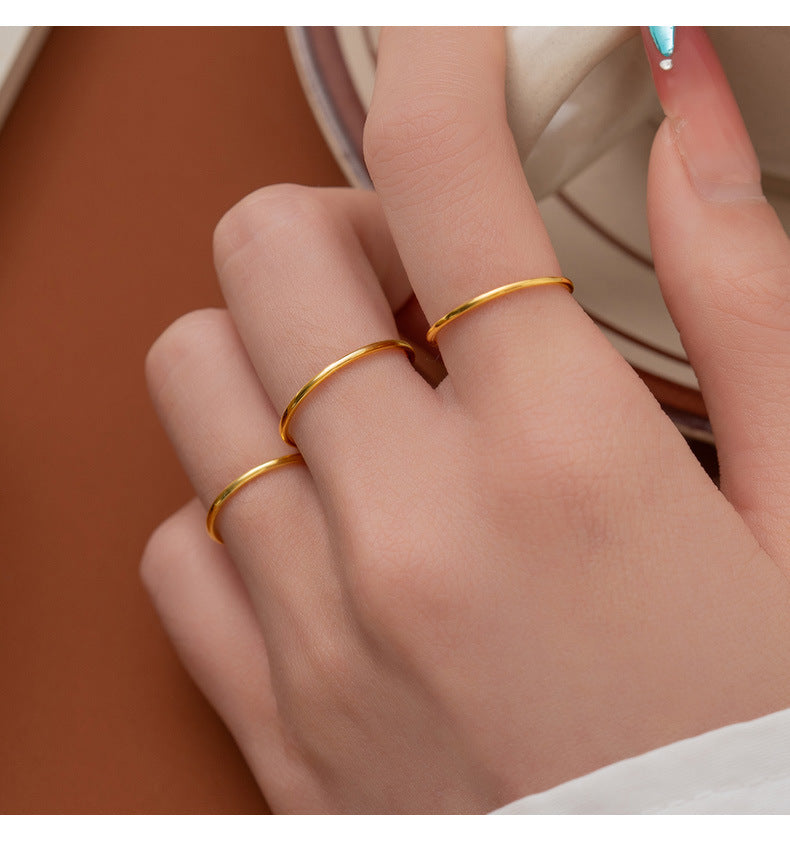Fashion S925 Sterling Plain Band Silver Ring Smooth Line Simple Thin Ring for Women Index Finger Ring Tail Ring Silver Jewelry