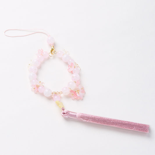Osmanthus Cherry Blossom & Tassel Glass Bag Charm