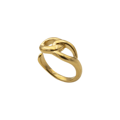 18K Gold Plated Chain Link Knuckle Ring Stainless Steel Designer Jewelry with Adjustable Fit