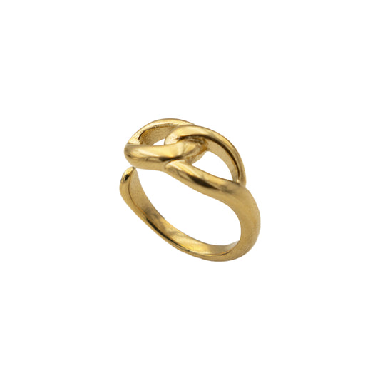 18K Gold Plated Chain Link Knuckle Ring Stainless Steel Designer Jewelry with Adjustable Fit