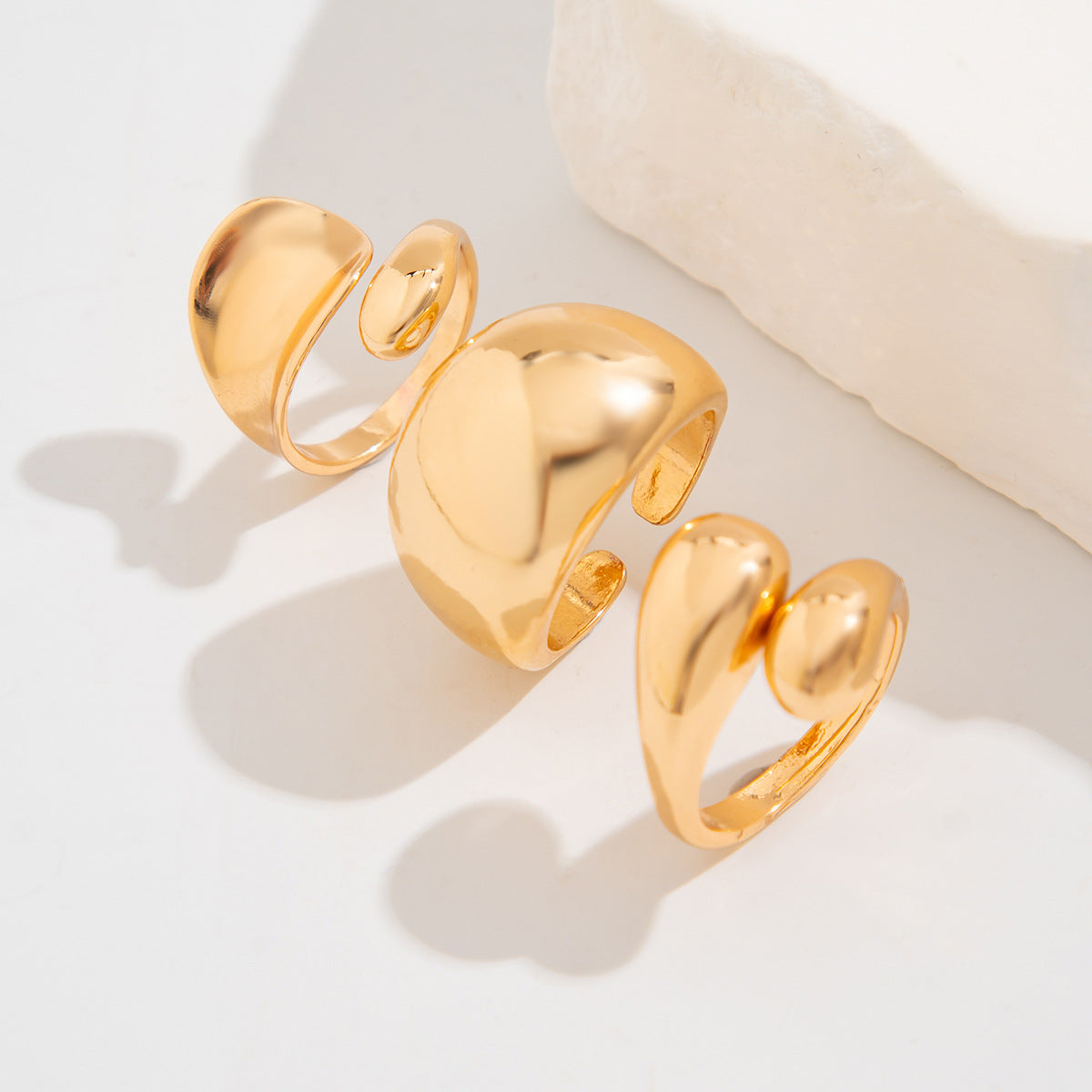 Polished Irregular Geometric Joint Rings Hip-Hop Style Women's Fashion Ring Set